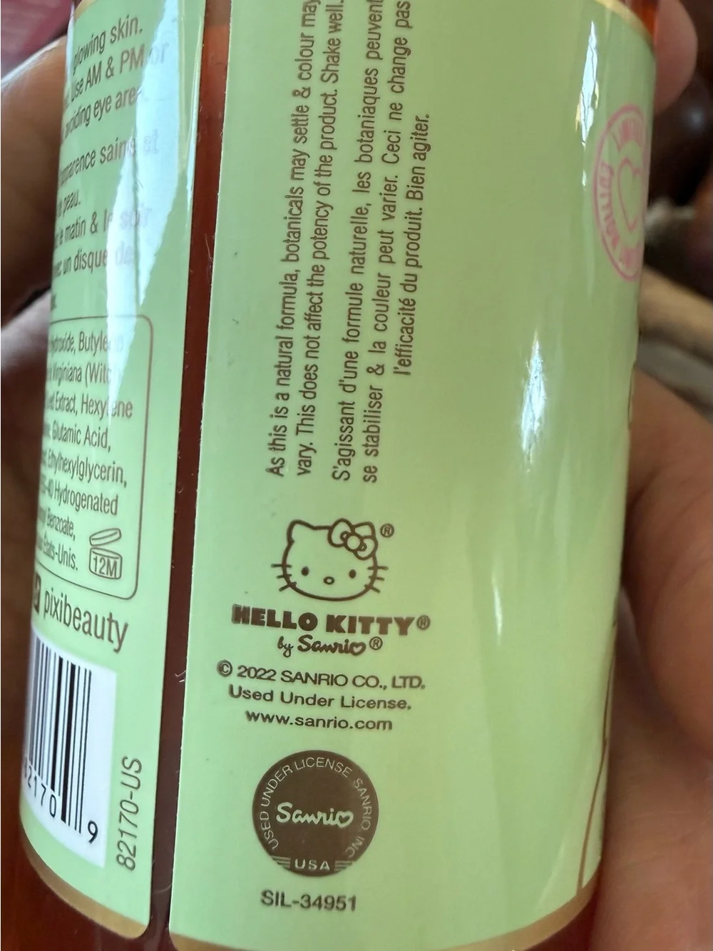 Pixi Beauty Hello Kitty Glow Tonic, 5% Glycolic Acid Exfoliating Toner 3.4 fl oz